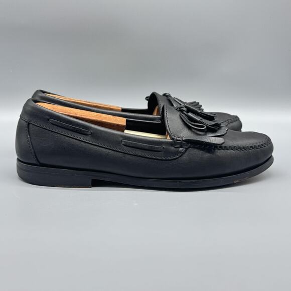 Cole Haan Shoes Mens 10.5 Black Leather Tassel Loafers Dress Slip On Classic - Picture 1 of 13